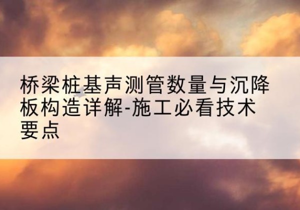 大悟桩基需要预埋几根声测管？-桥梁桩基声测管数量与沉降板构造详解-施工必看技术要点